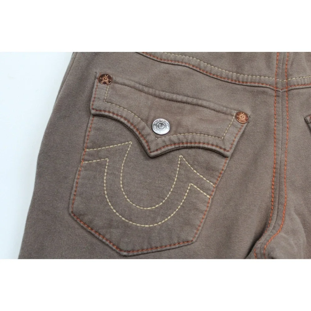 True Religion Sweatpants Men's Small Brown Big T Straight Leg Drawstring Track